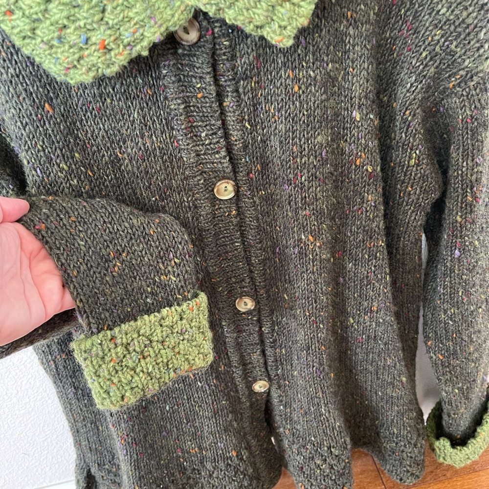 Glendalough Woolen Mills Green Cardigan Ireland L - Picture 6 of 14